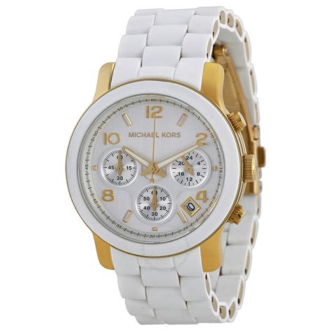 michael kors watches white pu runway|Michael Kors chronograph watch women.